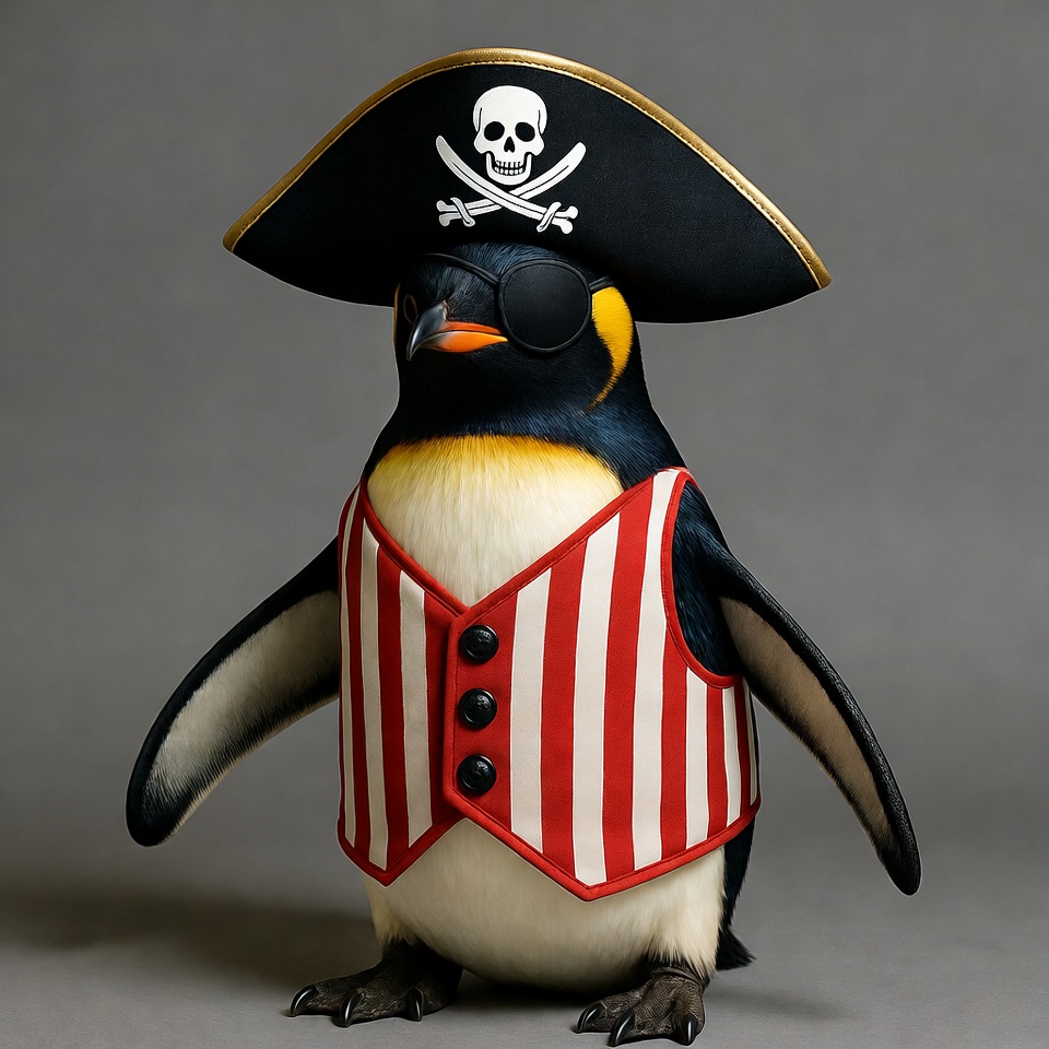 Penguin Wearing Pirate Hat and Vest Penguin Wearing Pirate Hat and Vest