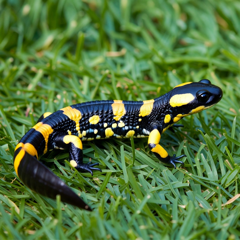 Fire Salamander on green grass Fire Salamander on green grass