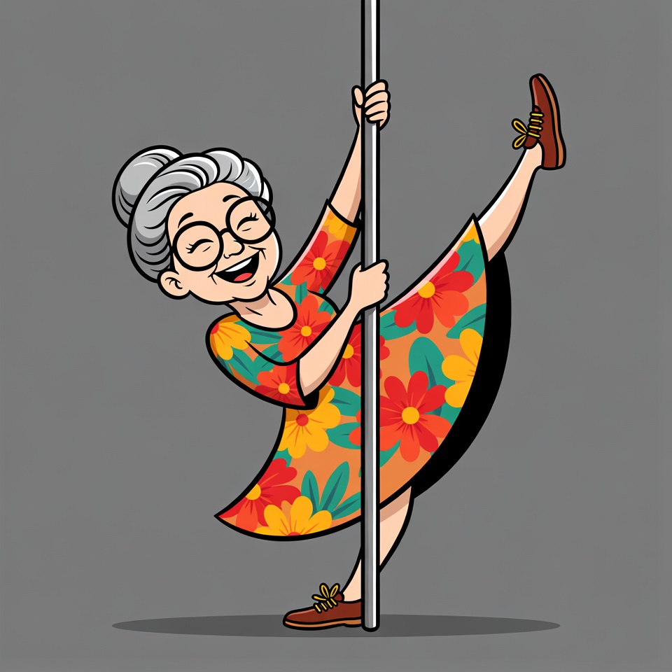 Elderly woman pole dancing cartoon Elderly woman pole dancing cartoon