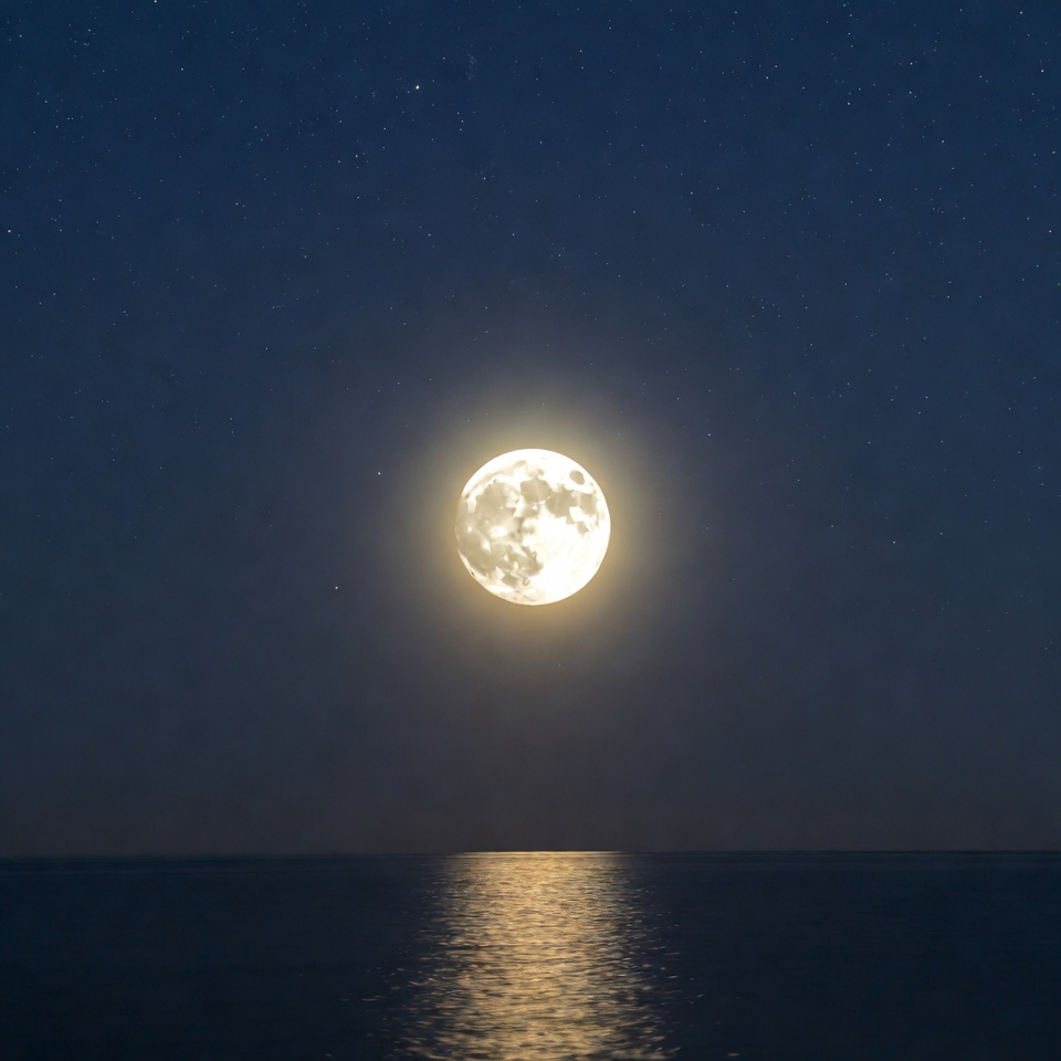 Full Moon Over Calm Ocean Full Moon Over Calm Ocean