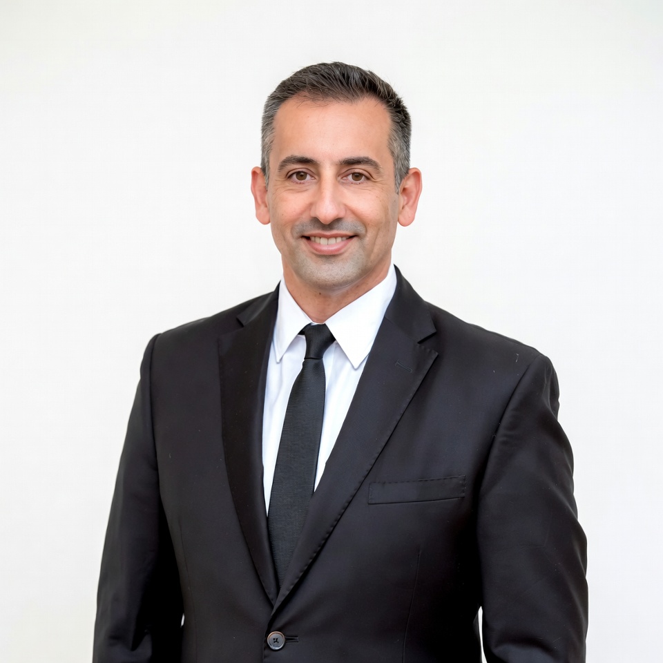 Man in black suit smiling Man in black suit smiling