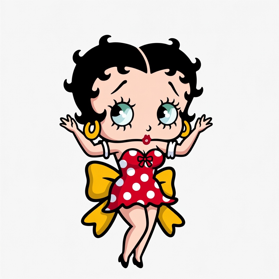 Betty Boop waving in red polka dot dress Betty Boop waving in red polka dot dress