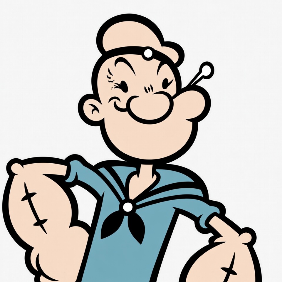 Popeye flexing muscular arms Popeye flexing muscular arms