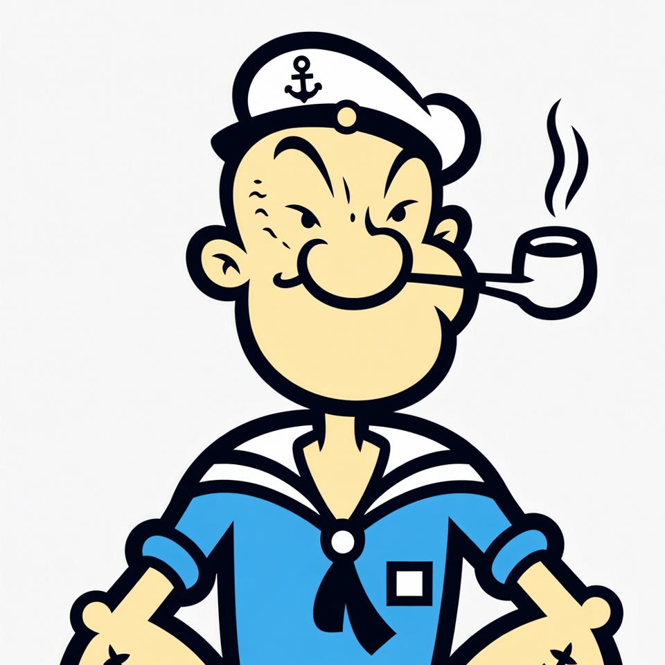 Popeye cartoon character smoking pipe Popeye cartoon character smoking pipe