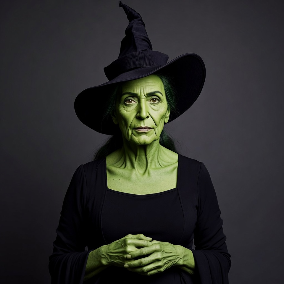 Green-faced witch in black hat Green-faced witch in black hat
