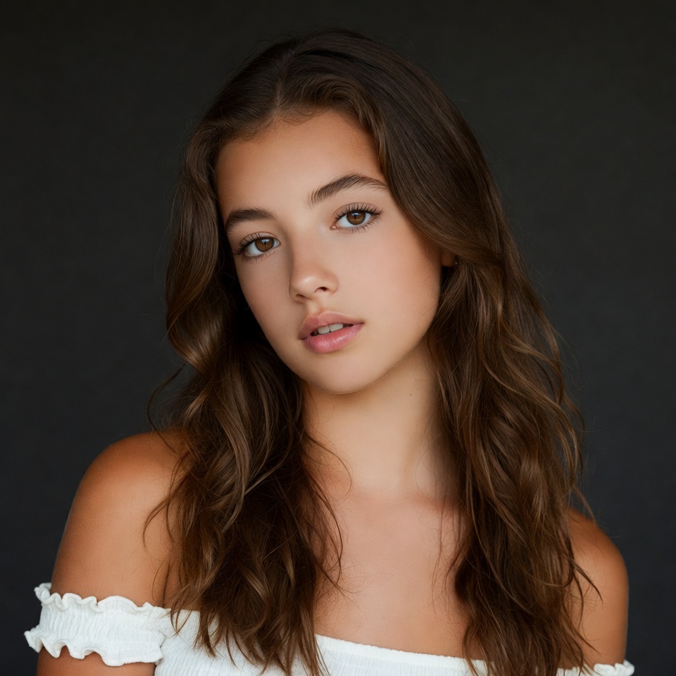 Young woman with wavy brown hair Young woman with wavy brown hair