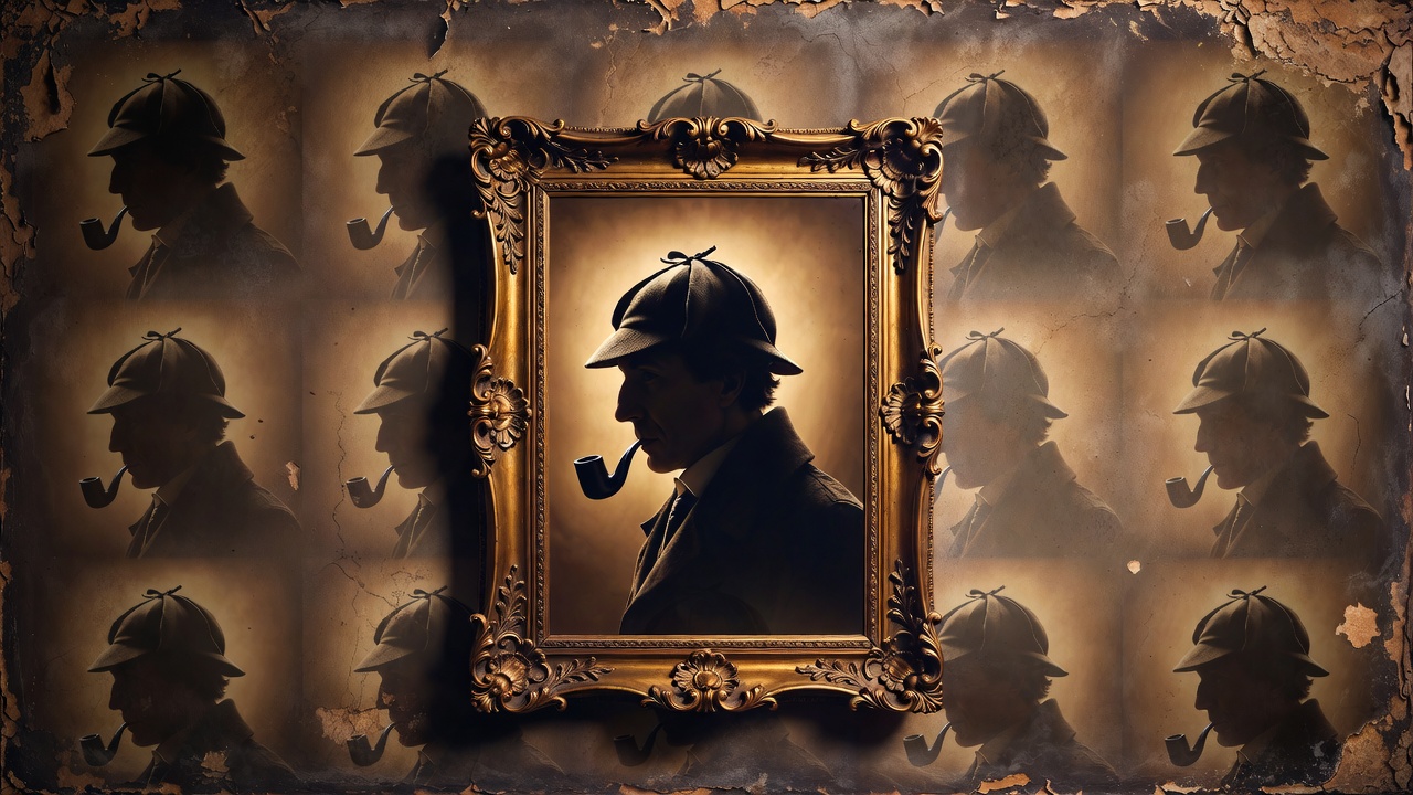 Sherlock Holmes silhouette in ornate frame Sherlock Holmes silhouette in ornate frame