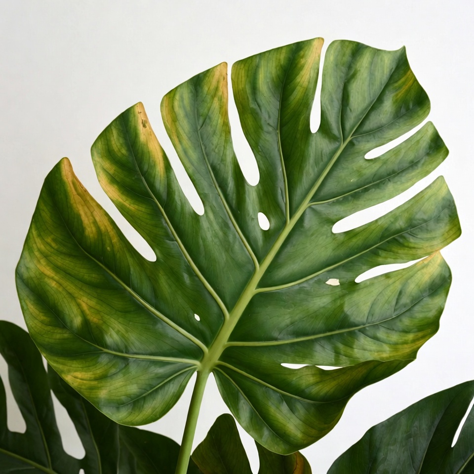 Monstera Leaf with Yellow Edges Monstera Leaf with Yellow Edges