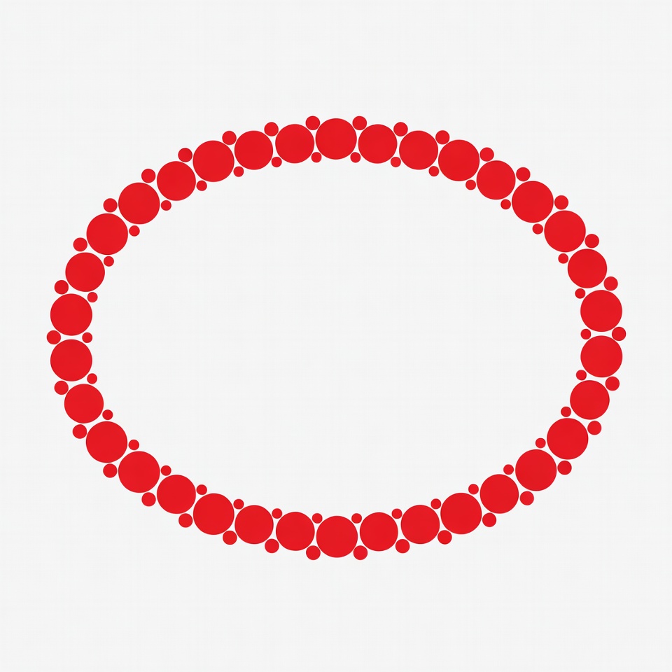 Red Beaded Oval Circle Red Beaded Oval Circle