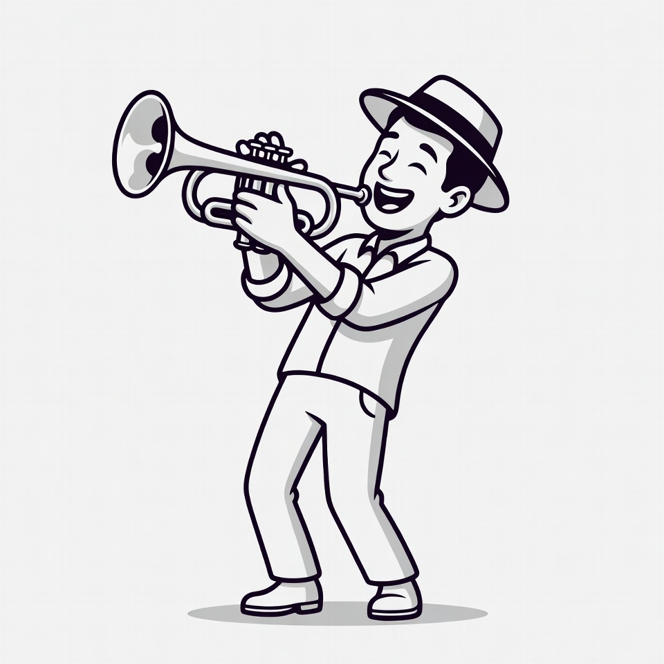 Man playing trumpet illustration Man playing trumpet illustration