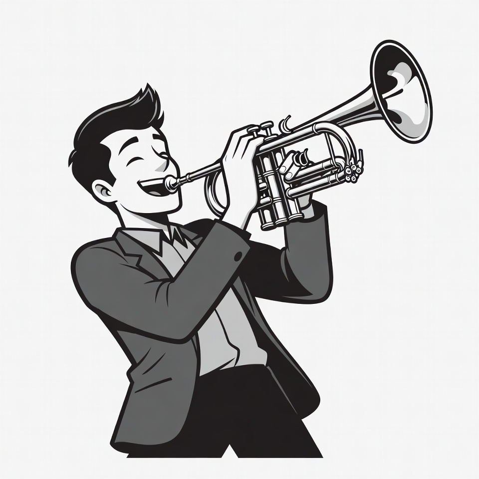 Man playing trumpet illustration Man playing trumpet illustration