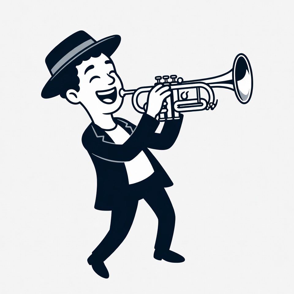 Cartoon man playing trumpet Cartoon man playing trumpet