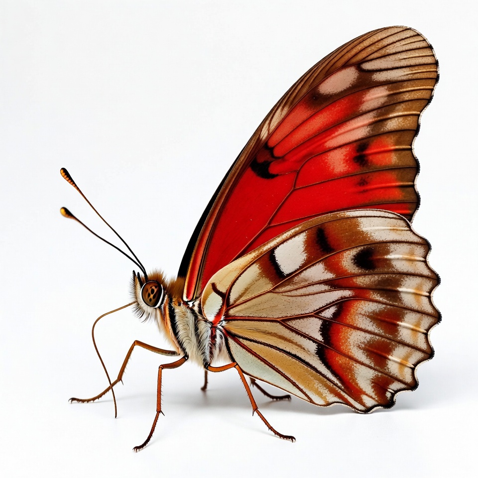Red Admiral Butterfly on White Background Red Admiral Butterfly on White Background