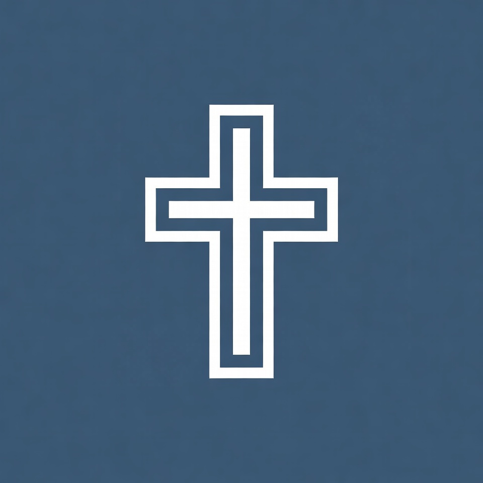 White Outline Cross on Navy Blue White Outline Cross on Navy Blue
