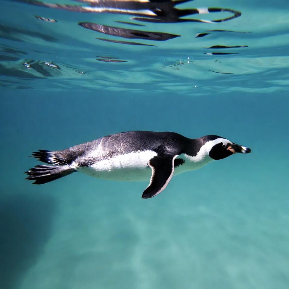 Penguin swimming underwater Penguin swimming underwater