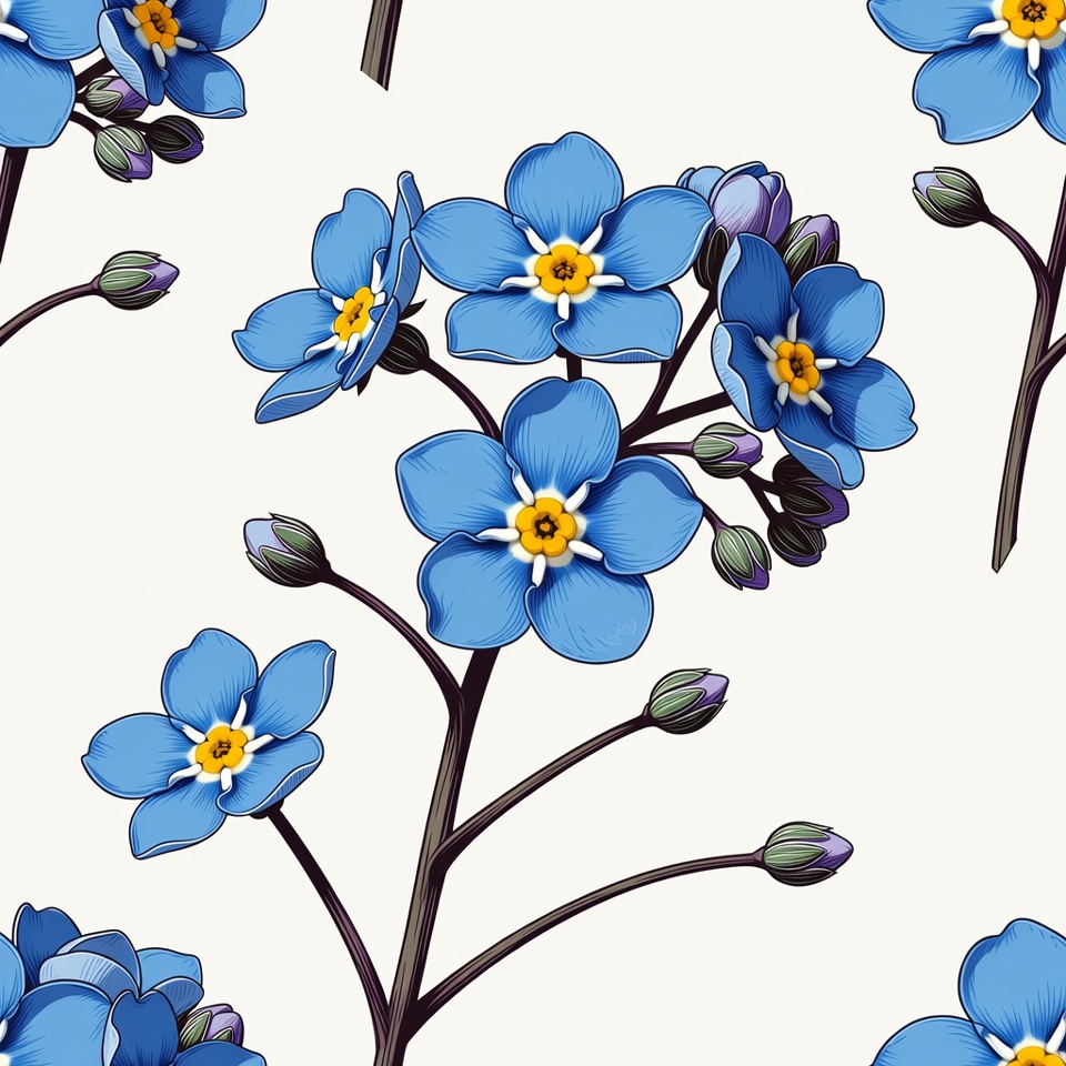 Forget-Me-Not Flowers Seamless Pattern Forget-Me-Not Flowers Seamless Pattern
