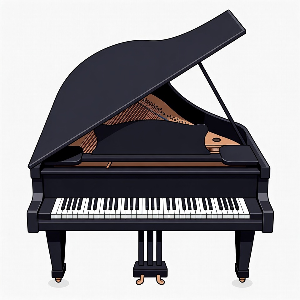 Open Grand Piano Illustration Open Grand Piano Illustration