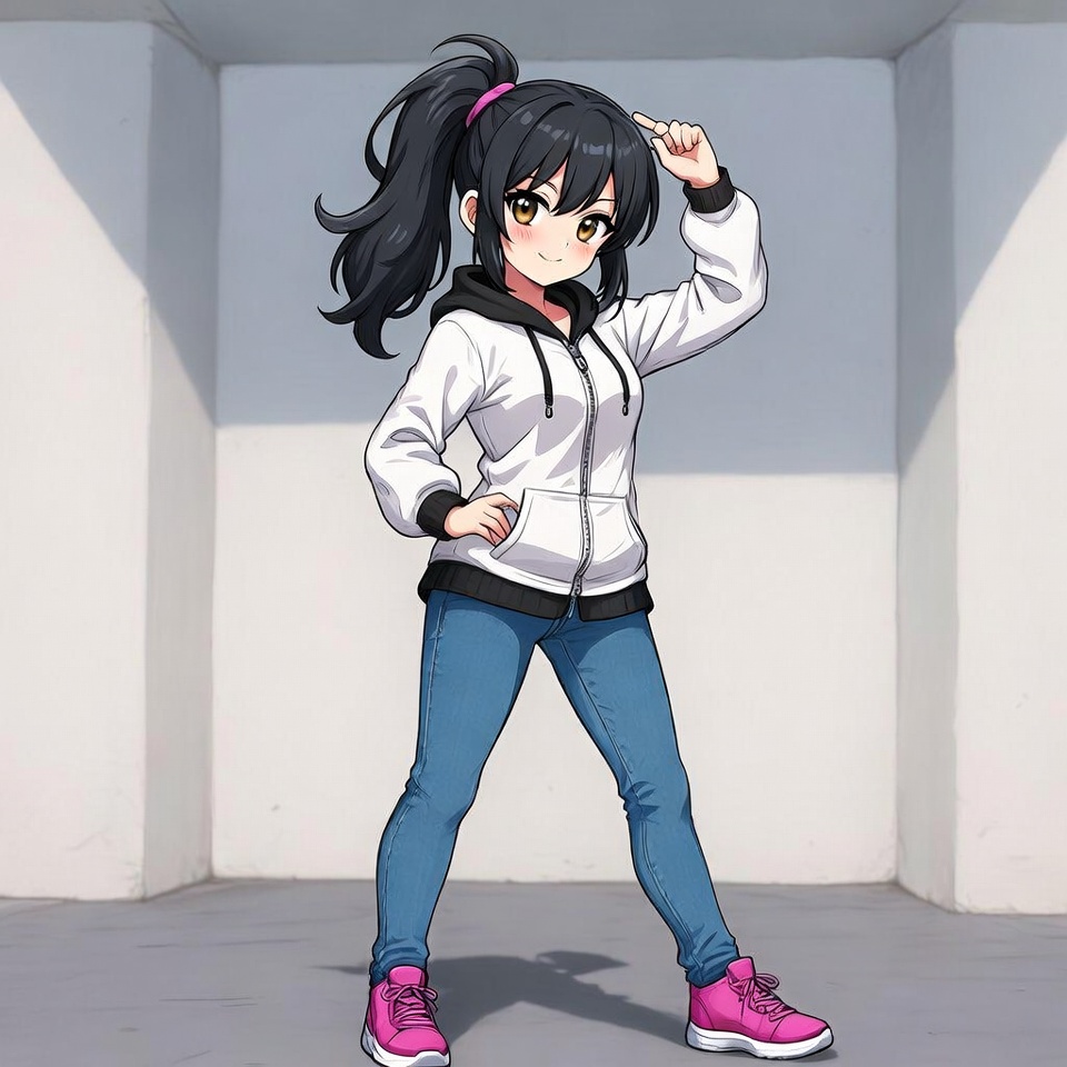 Anime girl posing with finger gun Anime girl posing with finger gun