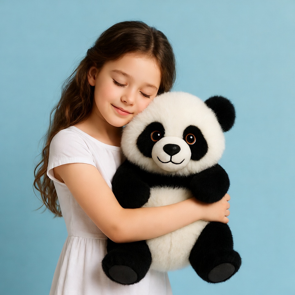 Girl hugging panda teddy bear Girl hugging panda teddy bear