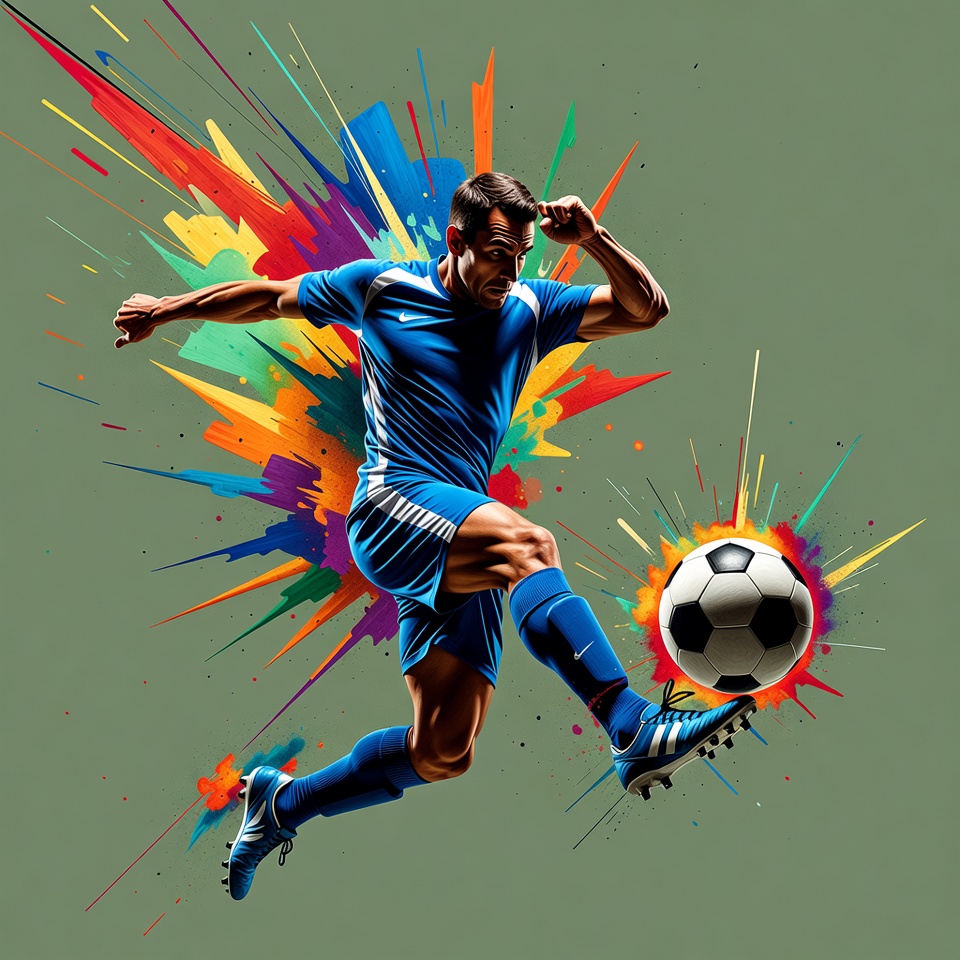 Athletic man kicking soccer ball Athletic man kicking soccer ball