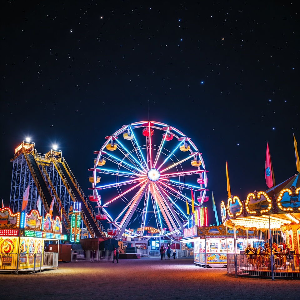 Colorful Ferris Wheel at Night Carnival Colorful Ferris Wheel at Night Carnival