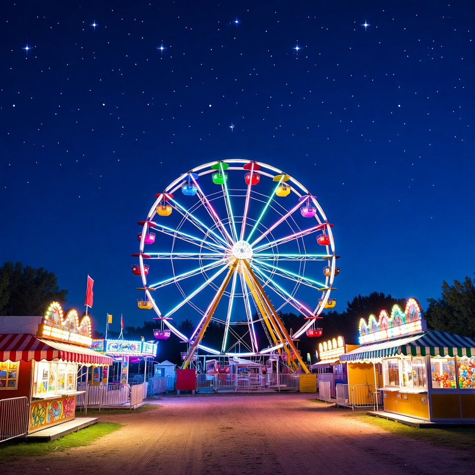 Colorful Ferris Wheel at Night Carnival Colorful Ferris Wheel at Night Carnival