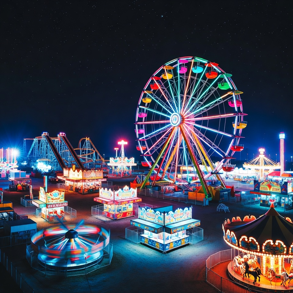 Colorful Ferris Wheel at Night Carnival Colorful Ferris Wheel at Night Carnival