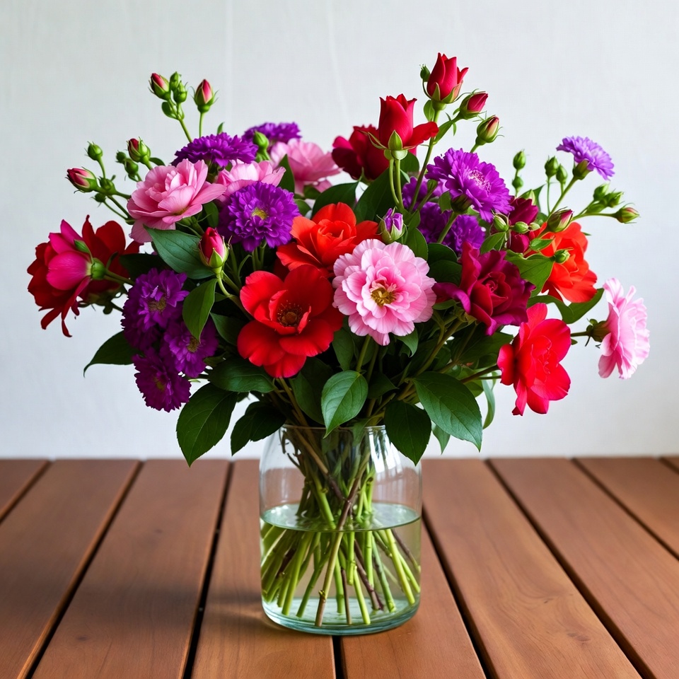 Colorful Roses in Glass Vase Colorful Roses in Glass Vase