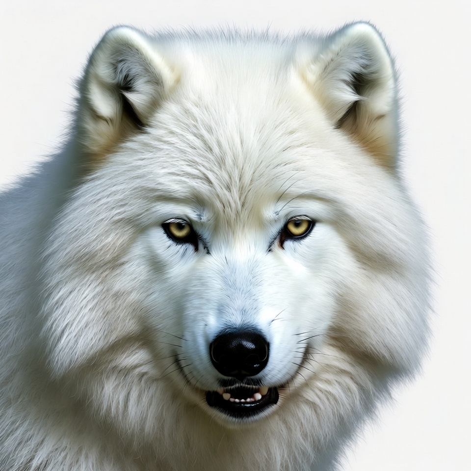White wolf close-up portrait White wolf close-up portrait