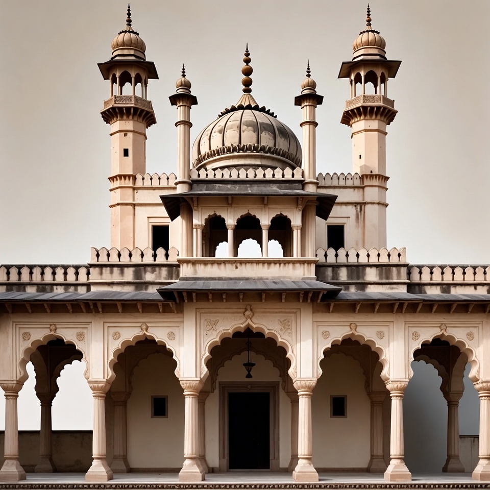 Indian Temple with Minarets and Dome Indian Temple with Minarets and Dome