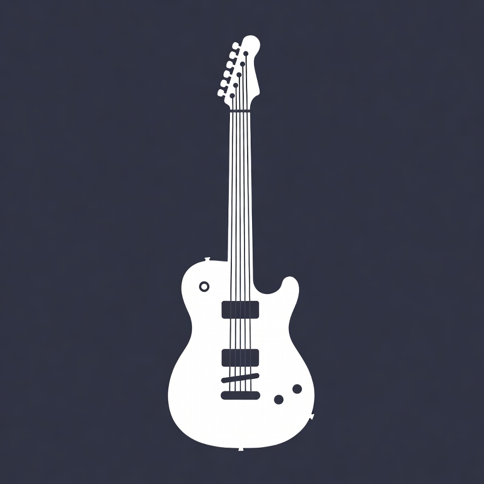 White Electric Guitar Silhouette White Electric Guitar Silhouette