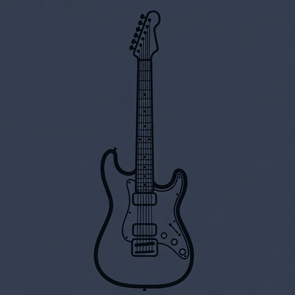 Electric Guitar Outline Illustration Electric Guitar Outline Illustration