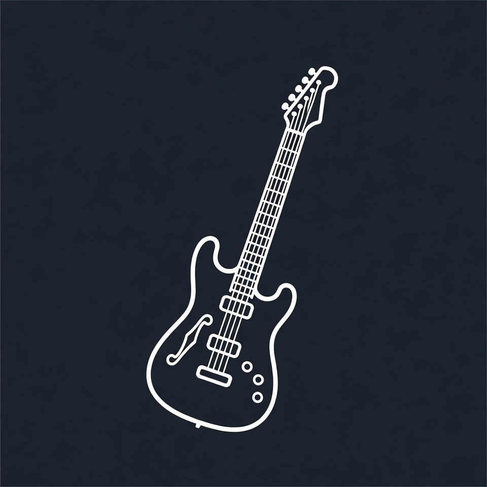 Electric Guitar Outline Illustration Electric Guitar Outline Illustration