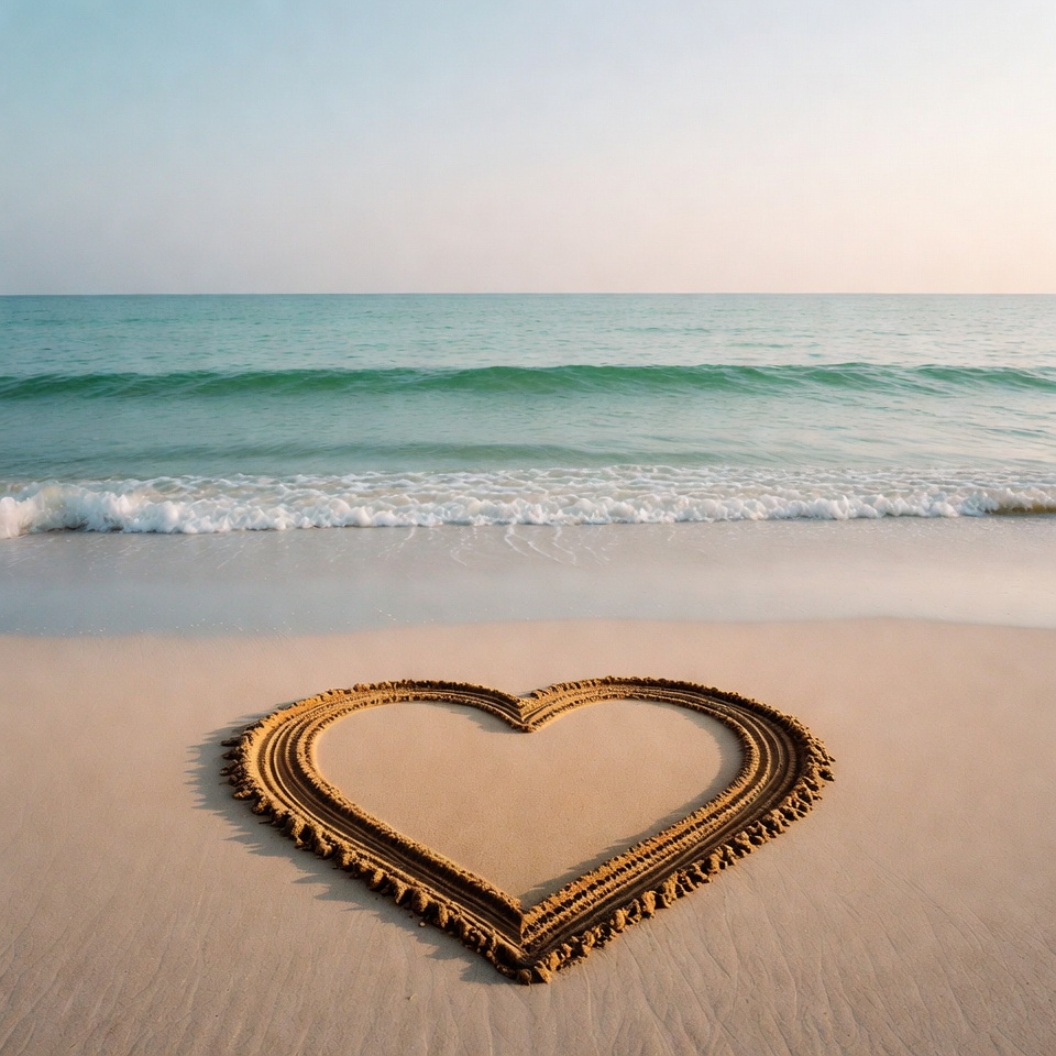 Heart Shape in Beach Sand Heart Shape in Beach Sand