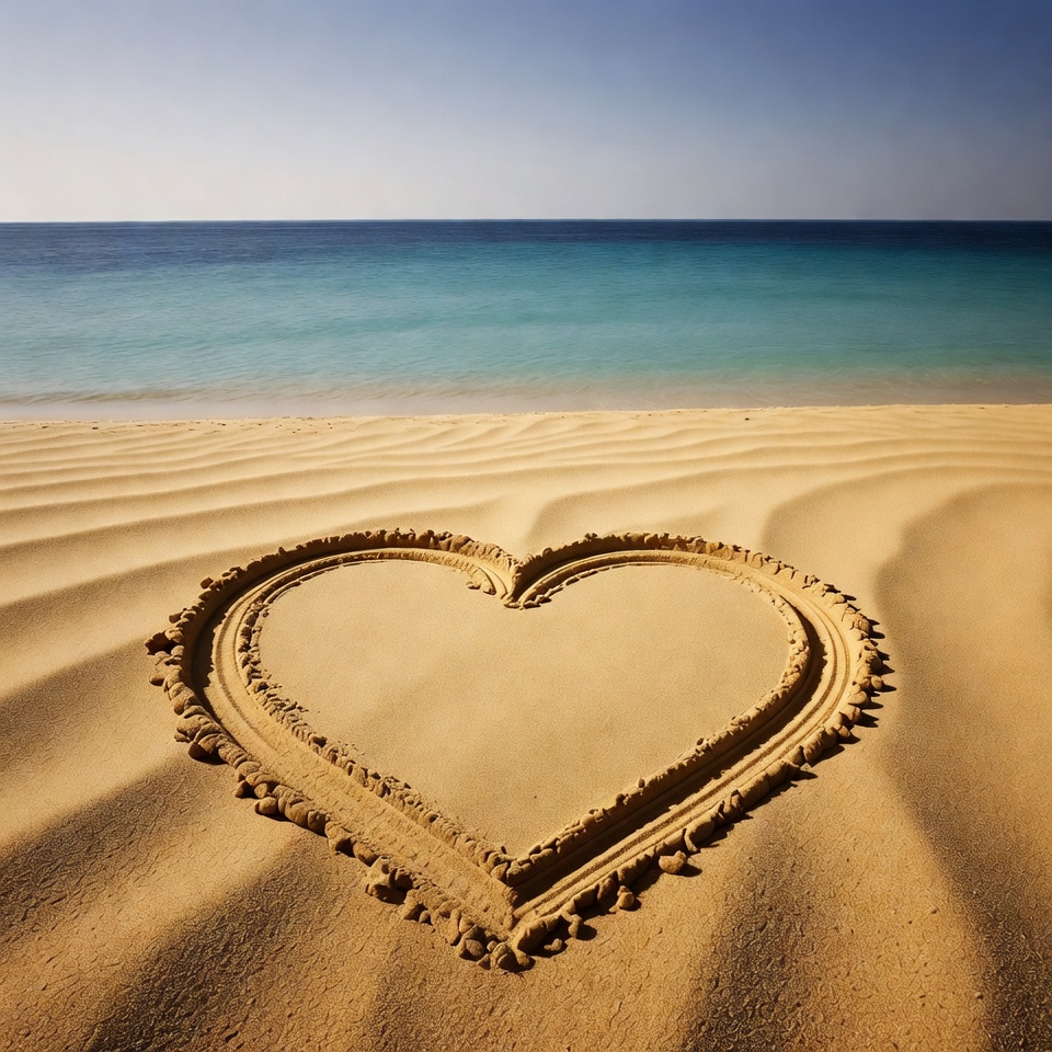 Heart drawn in beach sand Heart drawn in beach sand