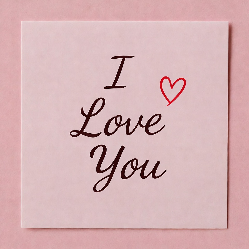 I Love You pink note I Love You pink note