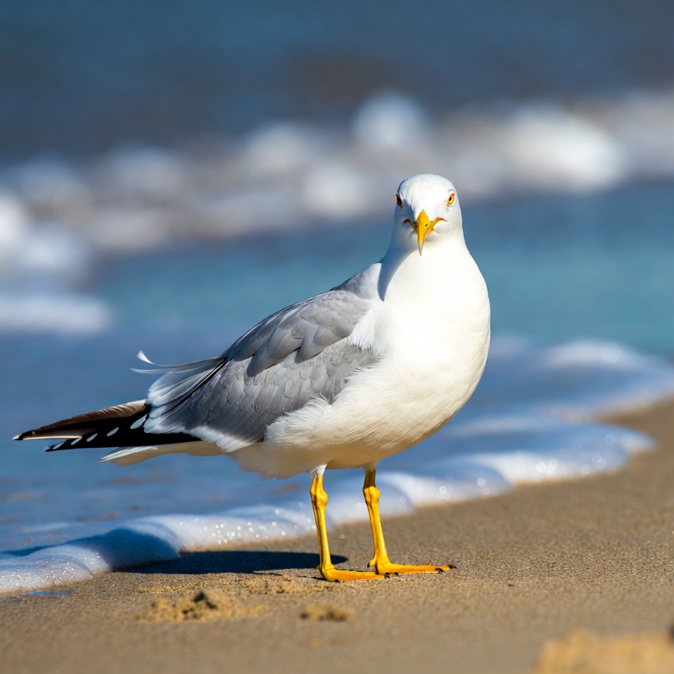 Seagull standing on beach Seagull standing on beach