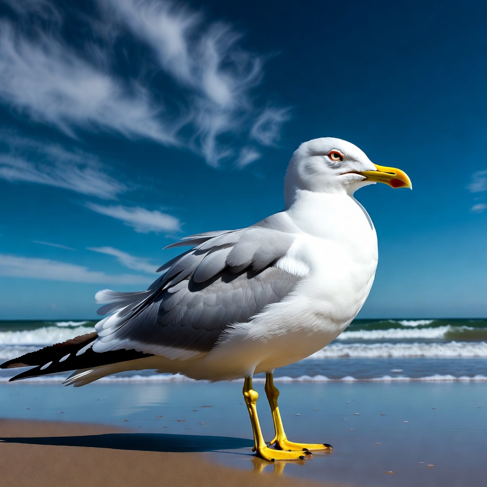 Seagull standing on beach Seagull standing on beach
