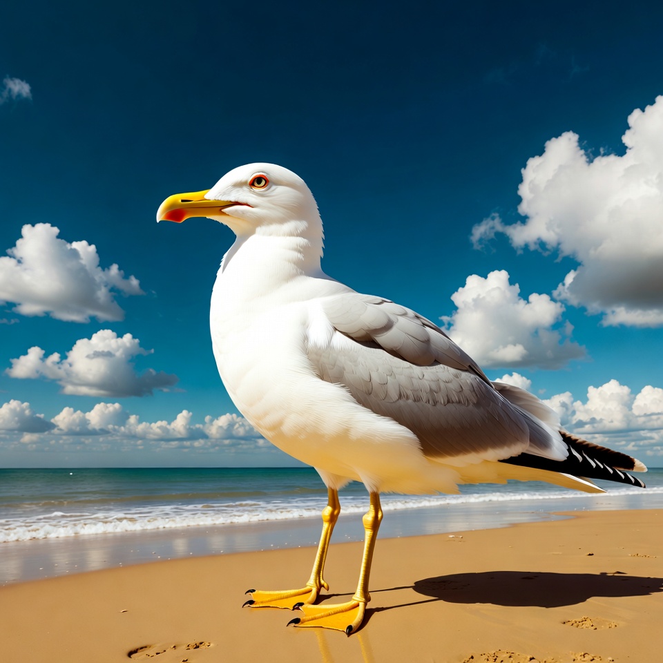 Seagull standing on beach Seagull standing on beach