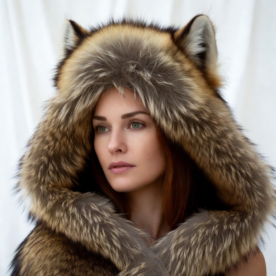 Woman in fox fur hood Woman in fox fur hood