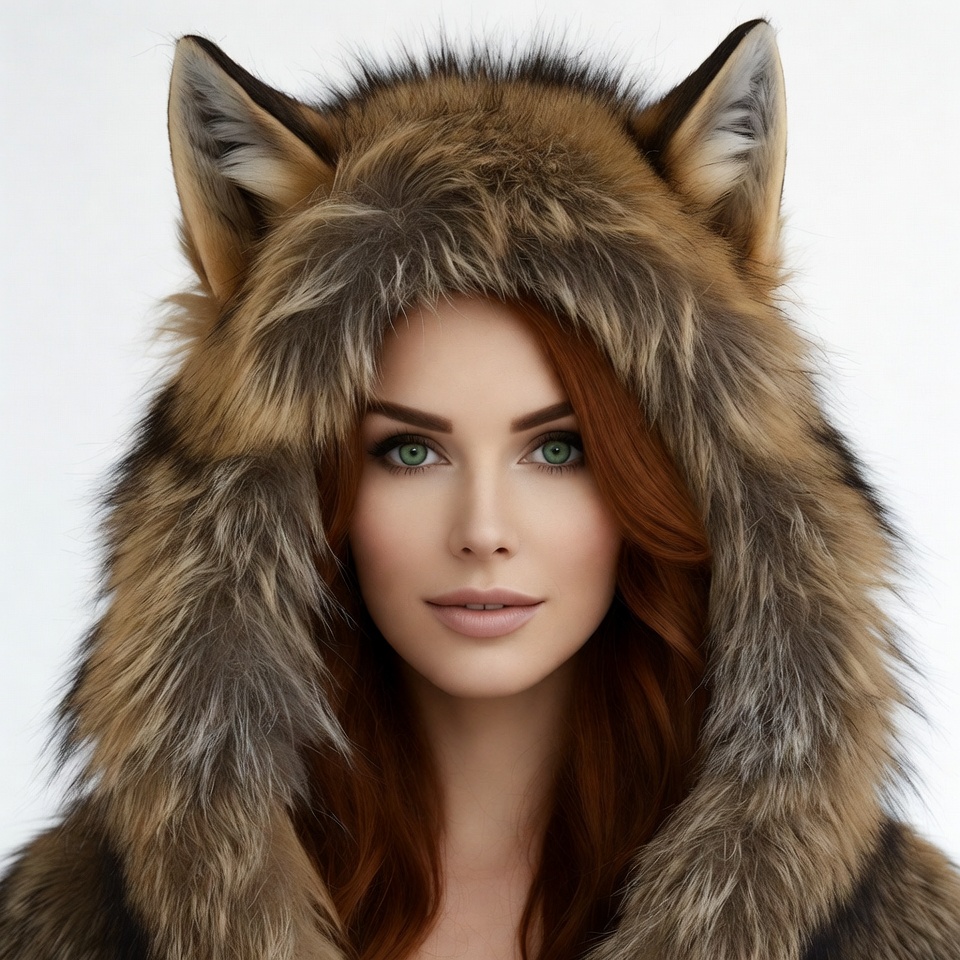 Woman in fox ears hood Woman in fox ears hood