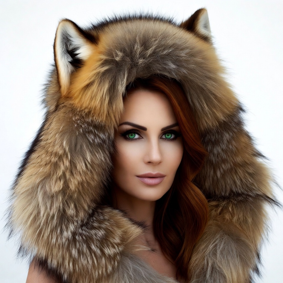 Woman in fox fur hood Woman in fox fur hood