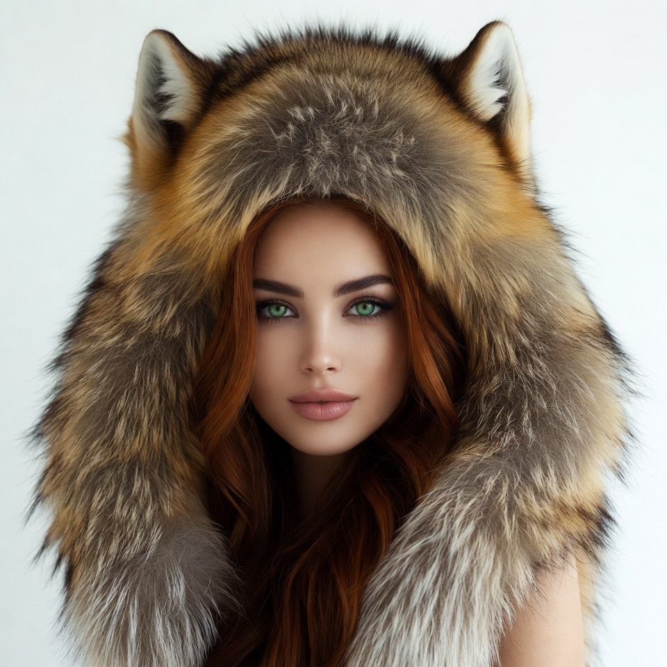 Woman in fox fur hood Woman in fox fur hood
