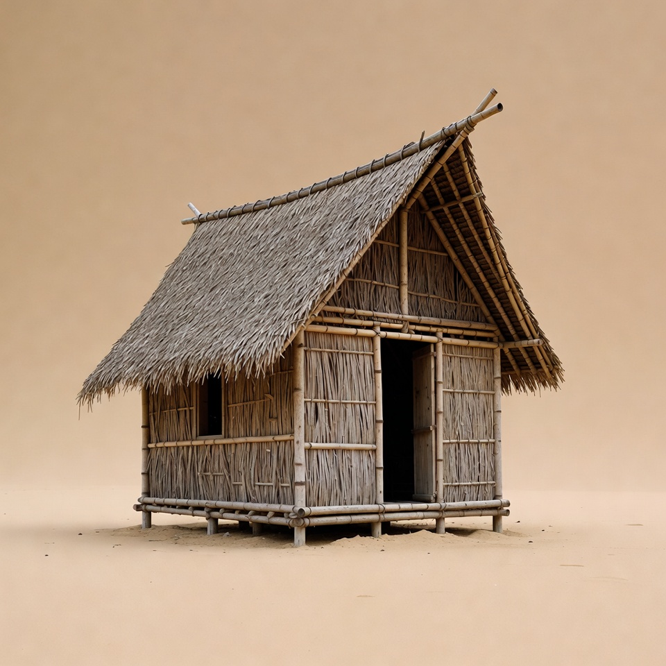Traditional Bamboo Hut on Sand Traditional Bamboo Hut on Sand