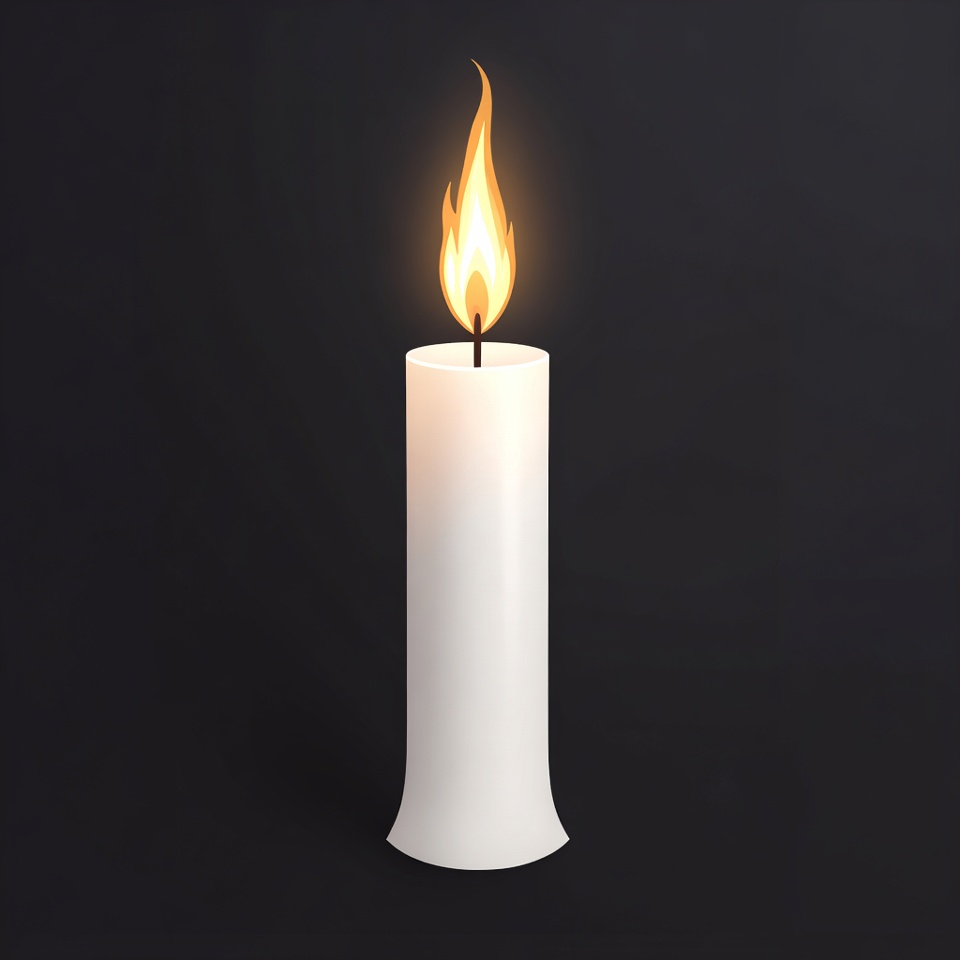 Burning White Candle Flame Burning White Candle Flame