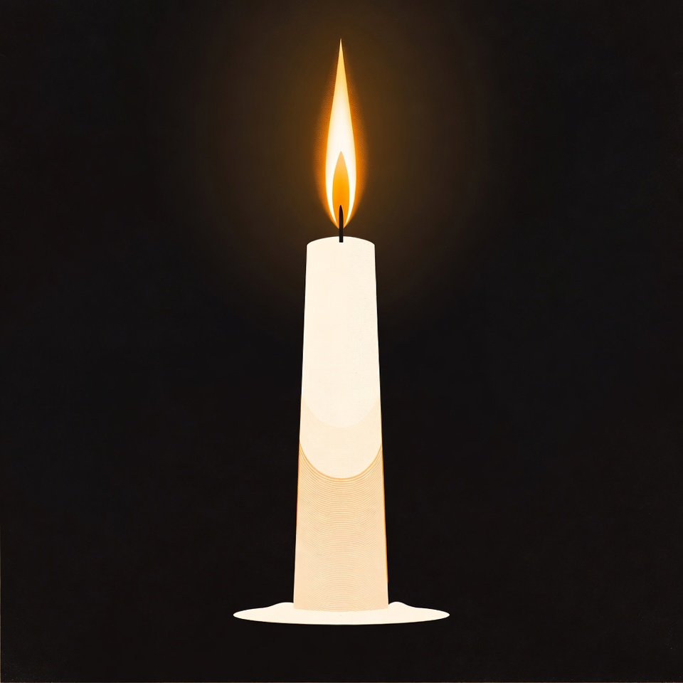 Burning Candle on Black Background Burning Candle on Black Background