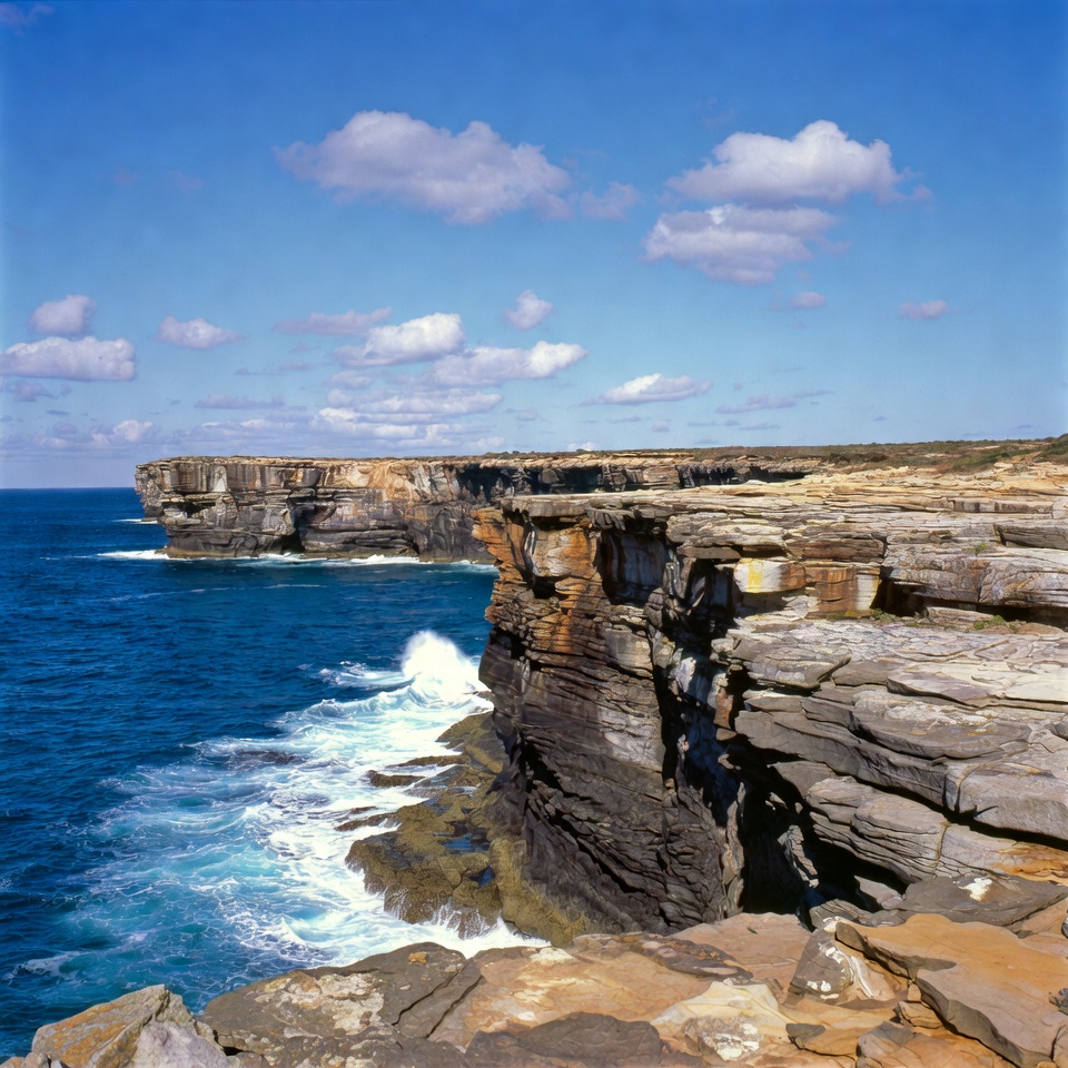 Ocean Cliffs with Waves Crashing Ocean Cliffs with Waves Crashing