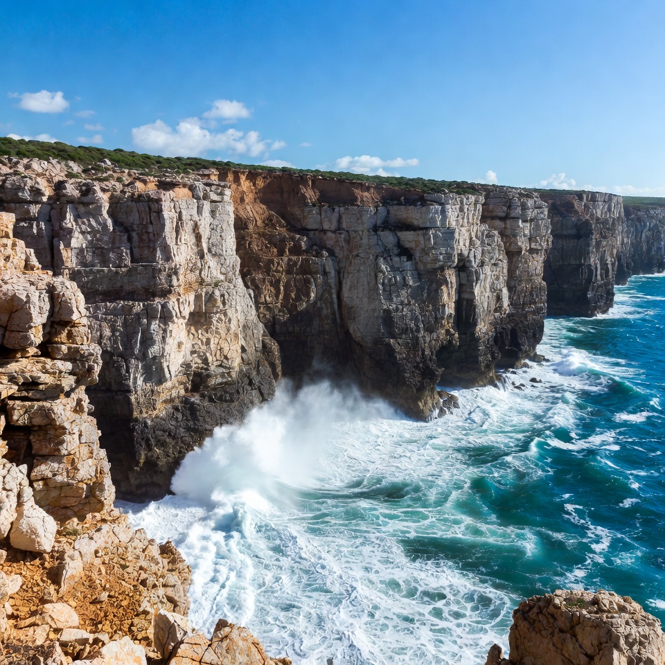Ocean Waves Crashing on Cliff Edge Ocean Waves Crashing on Cliff Edge