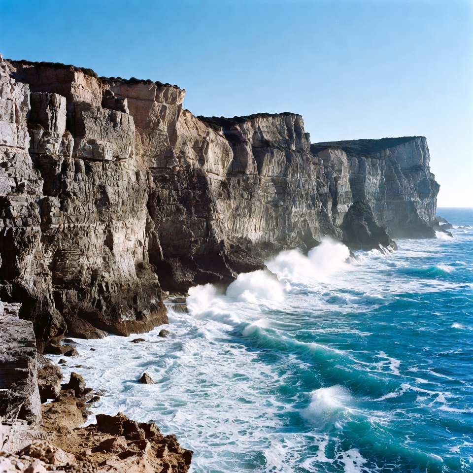 Ocean Waves Crashing Against Coastal Cliffs Ocean Waves Crashing Against Coastal Cliffs