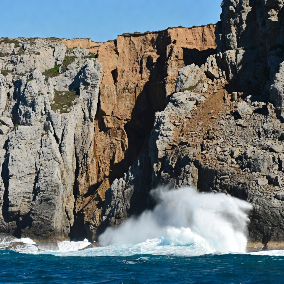 Ocean Waves Crashing Against Coastal Cliffs Ocean Waves Crashing Against Coastal Cliffs